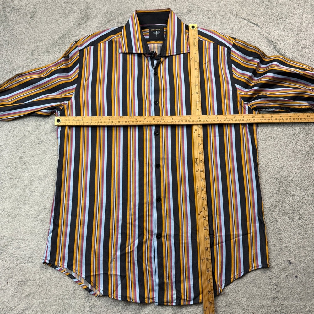 Johnny Fly Mens Multi Color Vertical Stripe Cotton Long Sleeve Shirt Medium - Picture 6 of 10